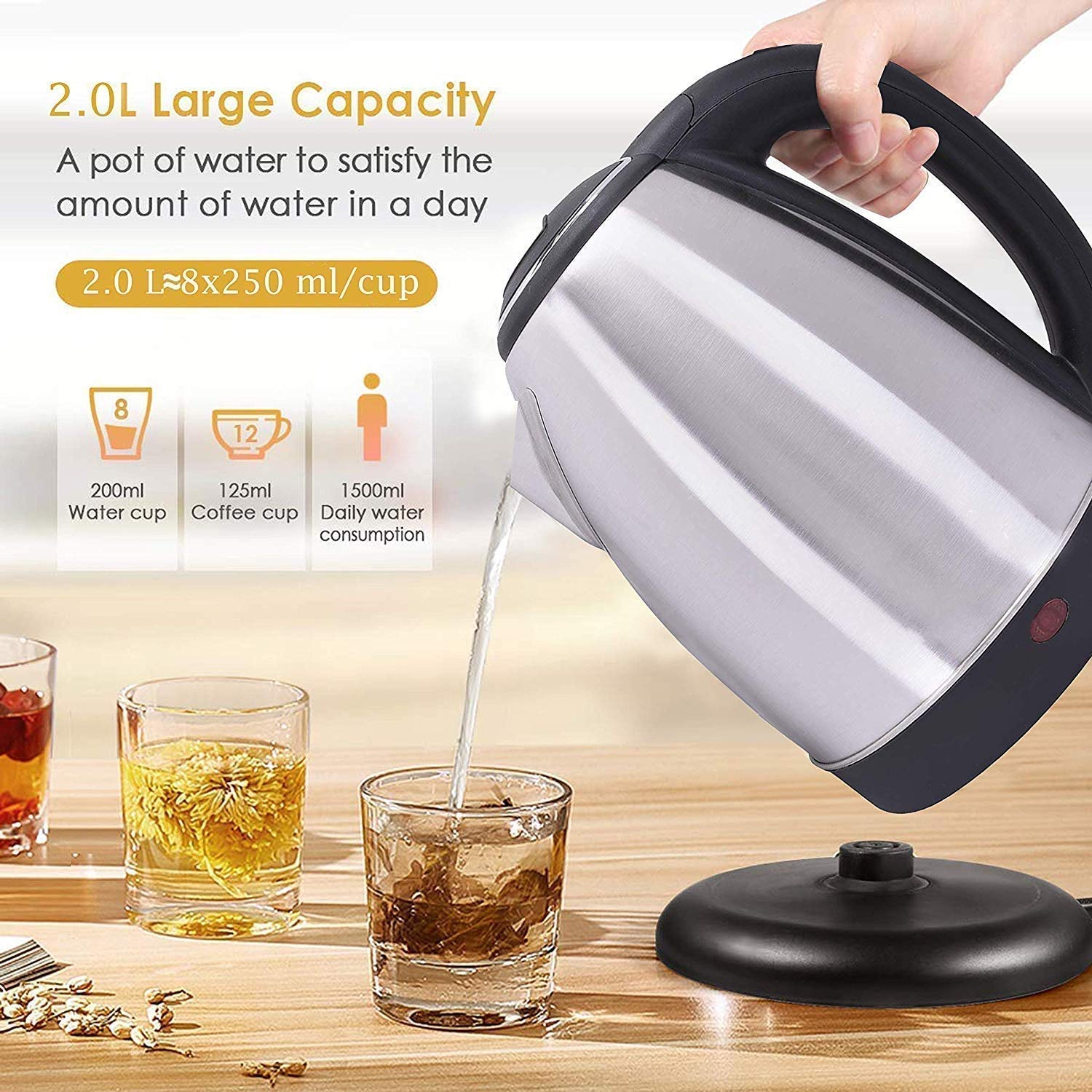 Scarlett Stainless Steel Electric Kettle - 2L -4 Scarlett Stainless Steel Electric Kettle - 2L -4