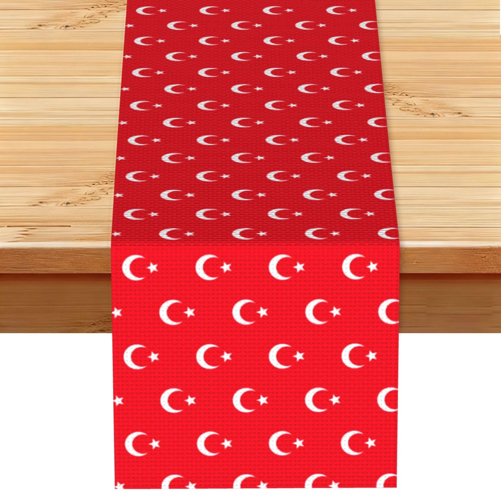 Flag of Turkey Print Table Runner for Home Hotel Dining Kitchen Party Indoor Outdoor Decor,13x72 Inch