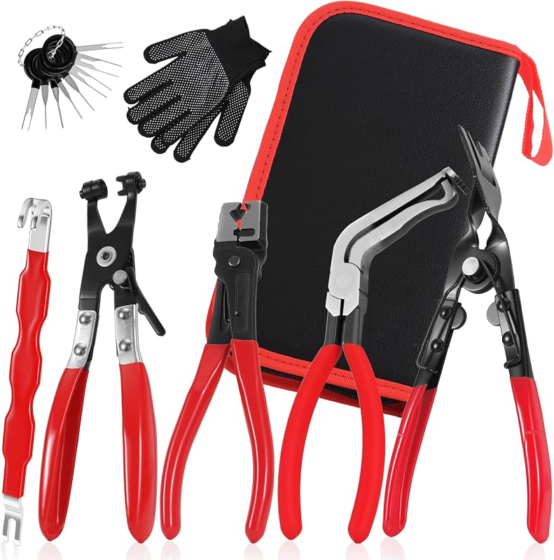 7PCS Electrical Disconnect Pliers, Automotive Electrical Disconnect Pliers, Connector Removal Tool Kit for Cars, Trucks & SUVs with Storage Bag & Gloves