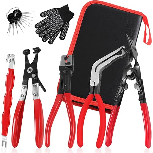 7PCS Electrical Disconnect Pliers, Automotive Electrical Disconnect Pliers, Connector Removal Tool Kit for Cars, Trucks & SUVs with Storage Bag & Gloves