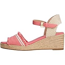 Tommy Hilfiger Donna Espadrillas Wedge Fringe Canvas con Tacco a Zeppa, Rosso (Washed Cherry), 39