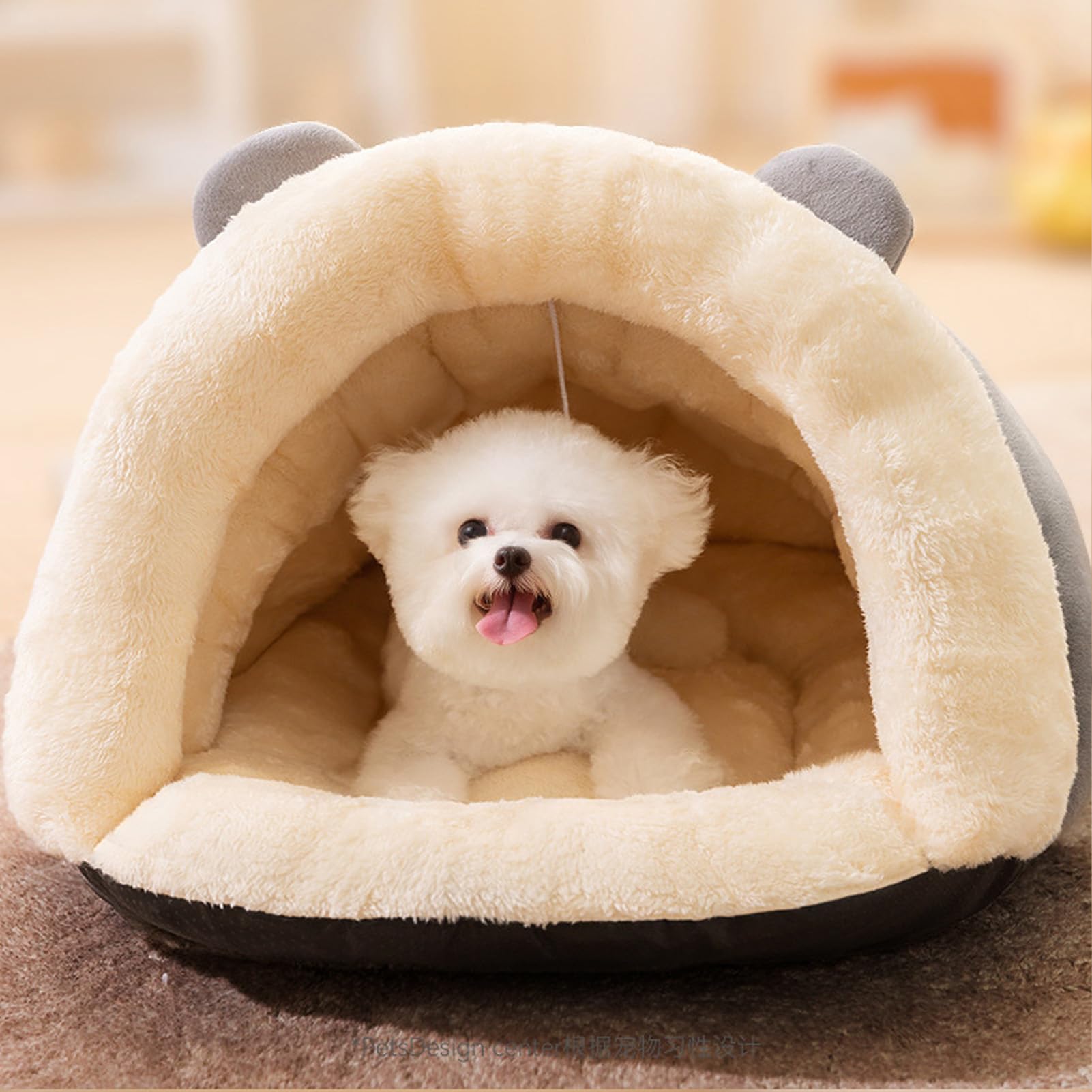 Lit Grotte pour Chat Lit Triangle Chaud Doux Confortable Semi-fermé Tente pour Chat Lit Triangle pour Animaux de Compagnie Nid pour Animaux d'hiver Chiot intérieur (L)
