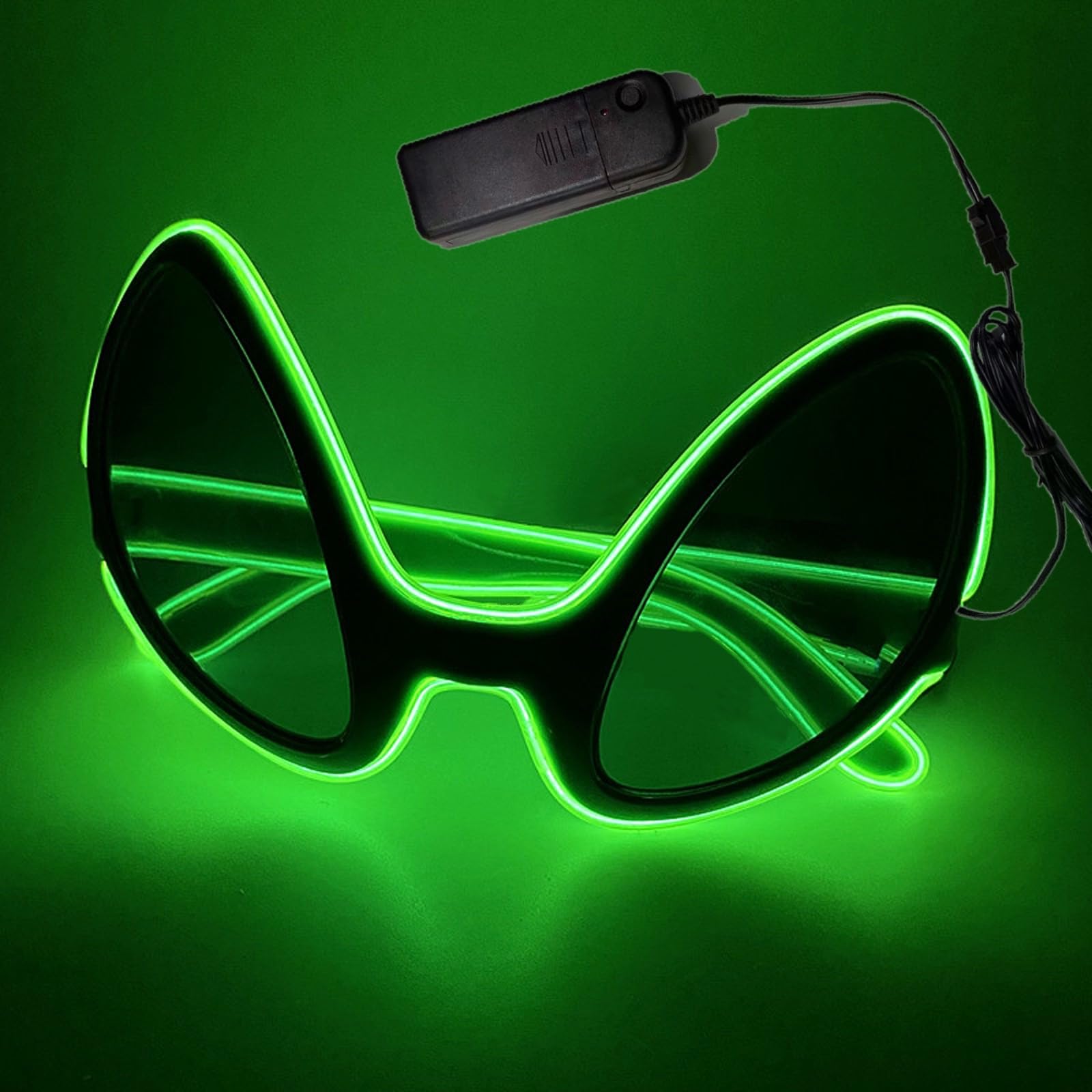 Halloween Christmas Alien Eyes Glasses Gifts EL Wire Glowing Eyewear LED Light Up Costume Festival Party Sunglasses (Fluorescent Green), 15 x 6 x 2 cm / 5.9 x 2.3 x 0.78 inch