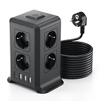 Ciabatta Multipresa con interruttore,Sameriver 8 scomparti multipla presa di corrente con 4 USB,protezione