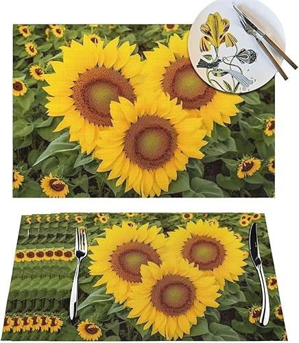 Juego de 1 manteles individuales en forma de corazón de vinilo de PVC con forma de girasol, resistentes al calor, manteles individuales disponible en Yaxa Guatemala