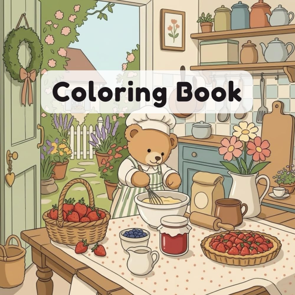 Cozy Teddy Bear Coloring Book Teddy’s Slow Living Vol.3: Cute Cozy Cottage Scenes for Relaxation