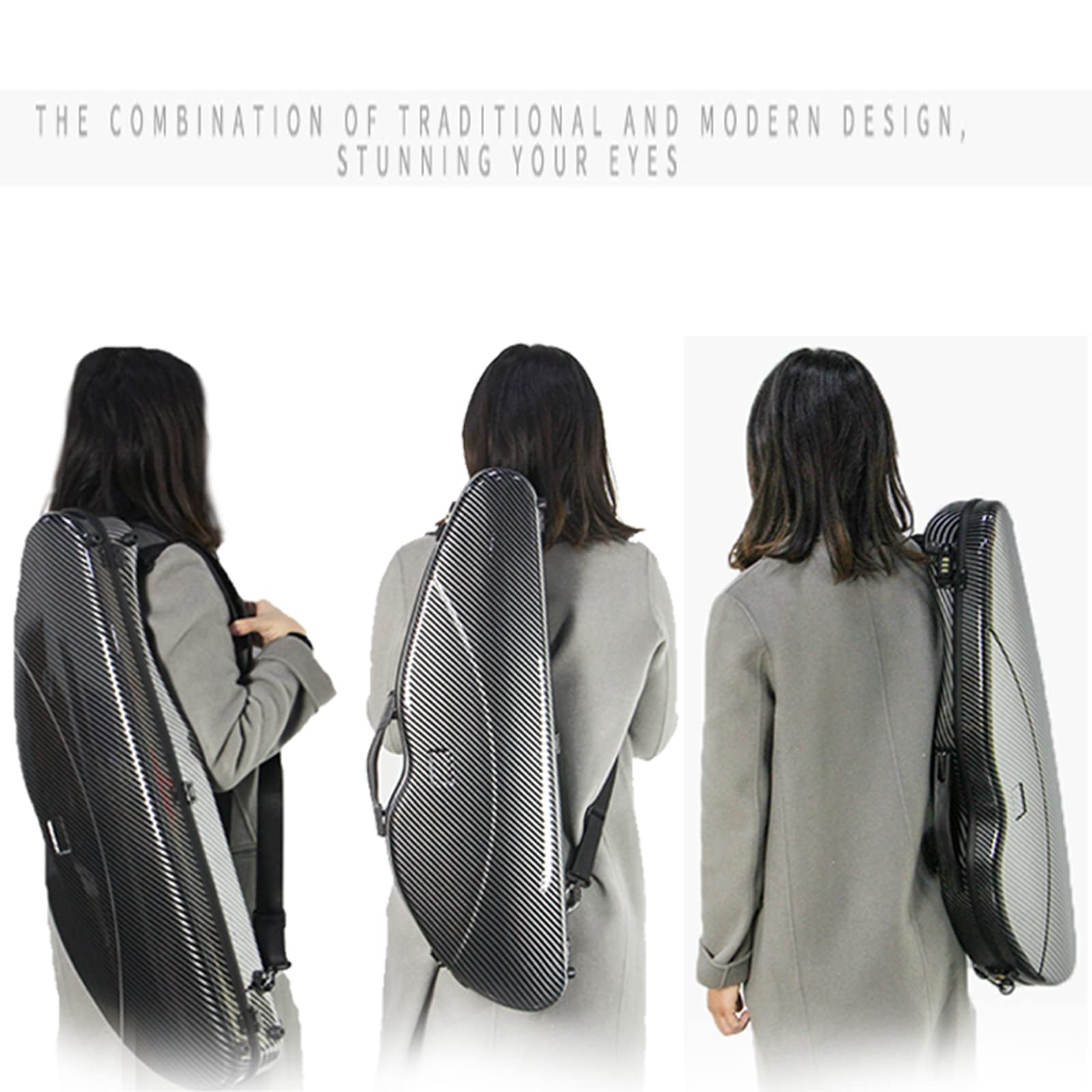 Estuche para Violín 4/4 Tamaño Completo con Higrómetro, Estuche para Violín Fuerte Interior de Felpa Súper Liviano con Bloqueo de Contraseña,White