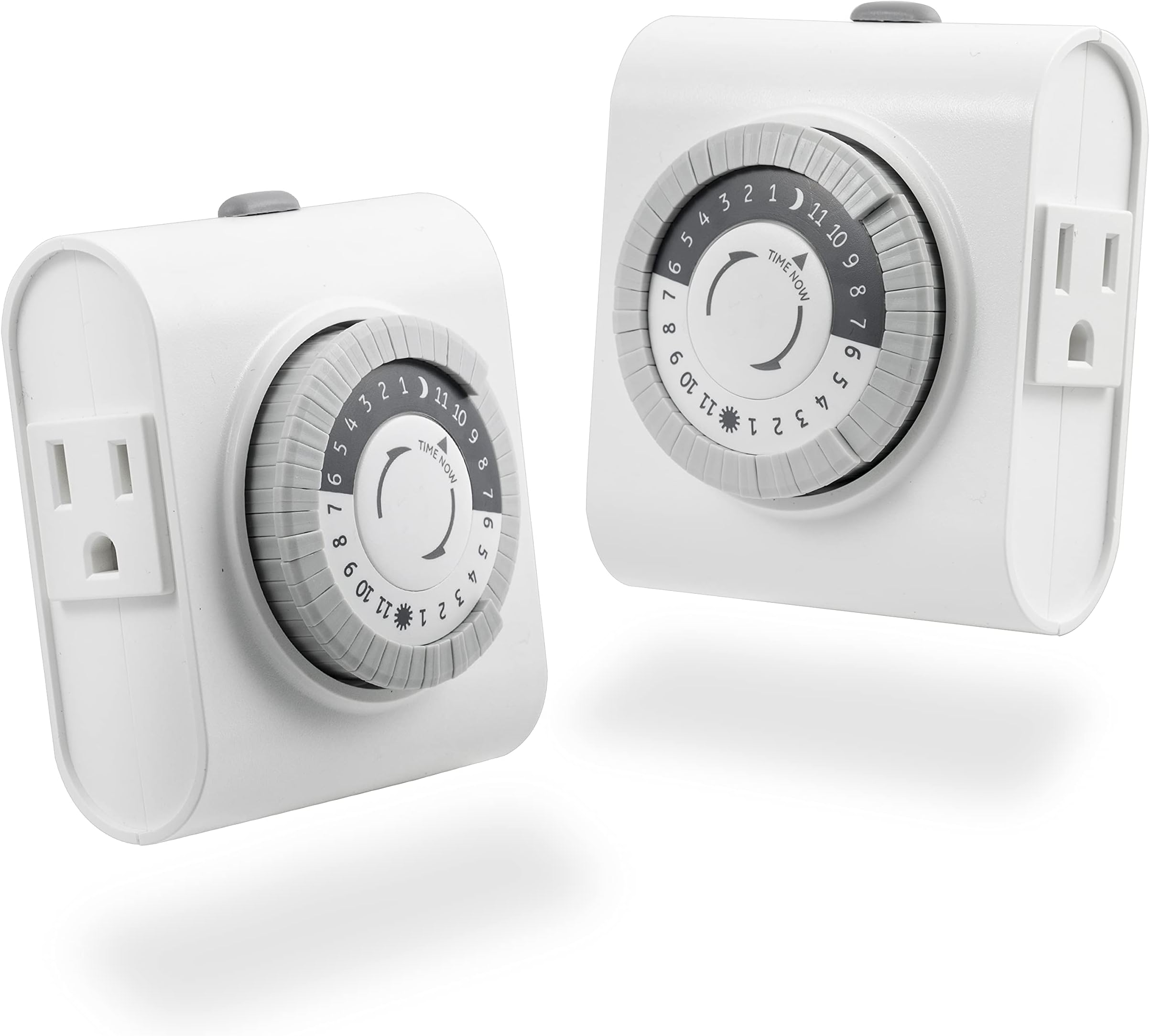 KMC Indoor 24-Hour Mechanical Outlet Timer, 3-Prong Dual Outlet Plug-in ...