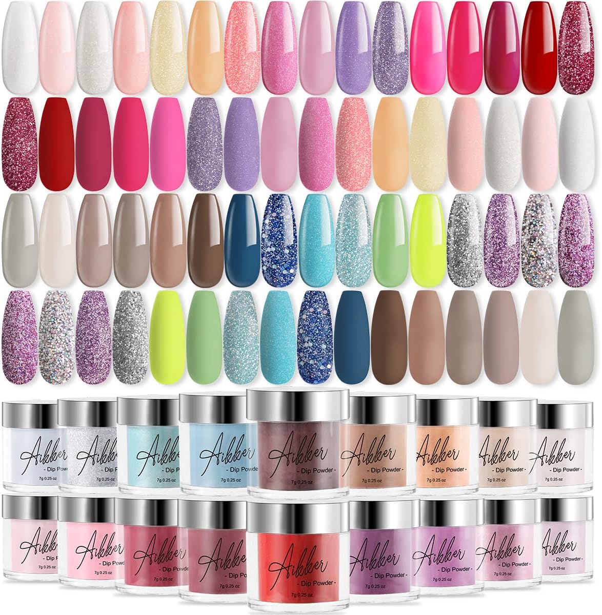 32 Colors Dip Powder Nail Kit Starter Air Drying Dipping Powder Color Set for Home Salon Nail Art Designs AK26