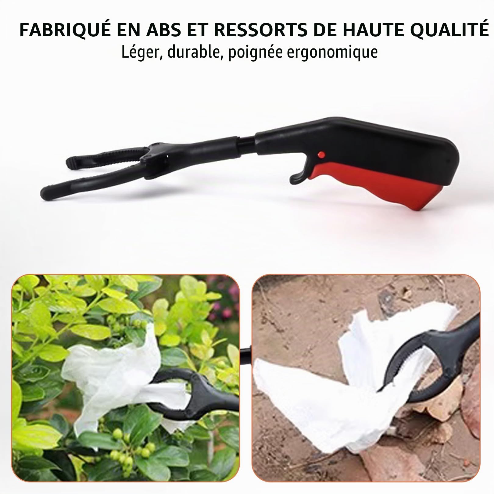 2Pièces Pince Ramasse Objet,Dechet Préhension de Ramassage Des a Déchets,Frutales Se Les Objets en Télescopique Outils,Ramasser Attrape Baisser Outil,Feuille Herbe Grabber,pour Tout Ramasse-Déchets