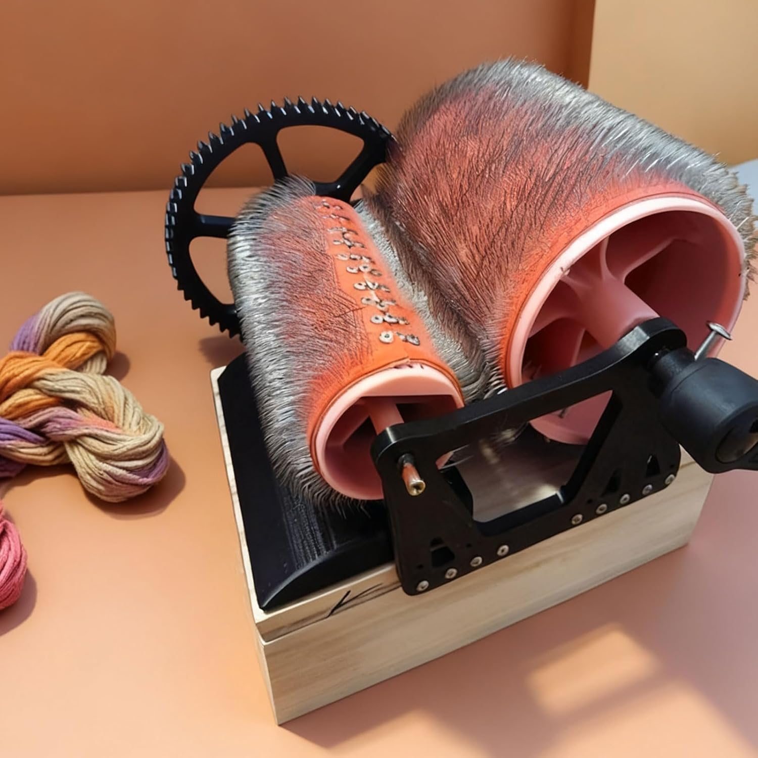 Manuelle Kardiermaschine, Handkurbel-Wollkämmmaschine,Schnelle Farbmischung | Hölzernes Wollmischbrett,Kämmen,Spinnen,Wollfilz-Farbmischer, Für DIY-Bastelarbeiten, Filztiere Herstellen, Handgefertigt