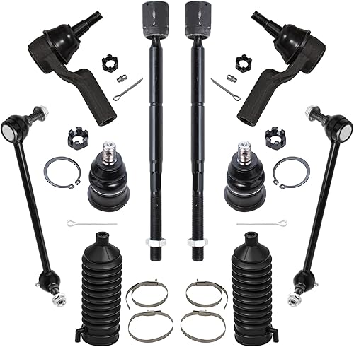 Detroit Axle - Barras de acoplamiento exteriores interiores delanteras + eslabones de barra estabilizadora + rótulas inferiores de repuesto para