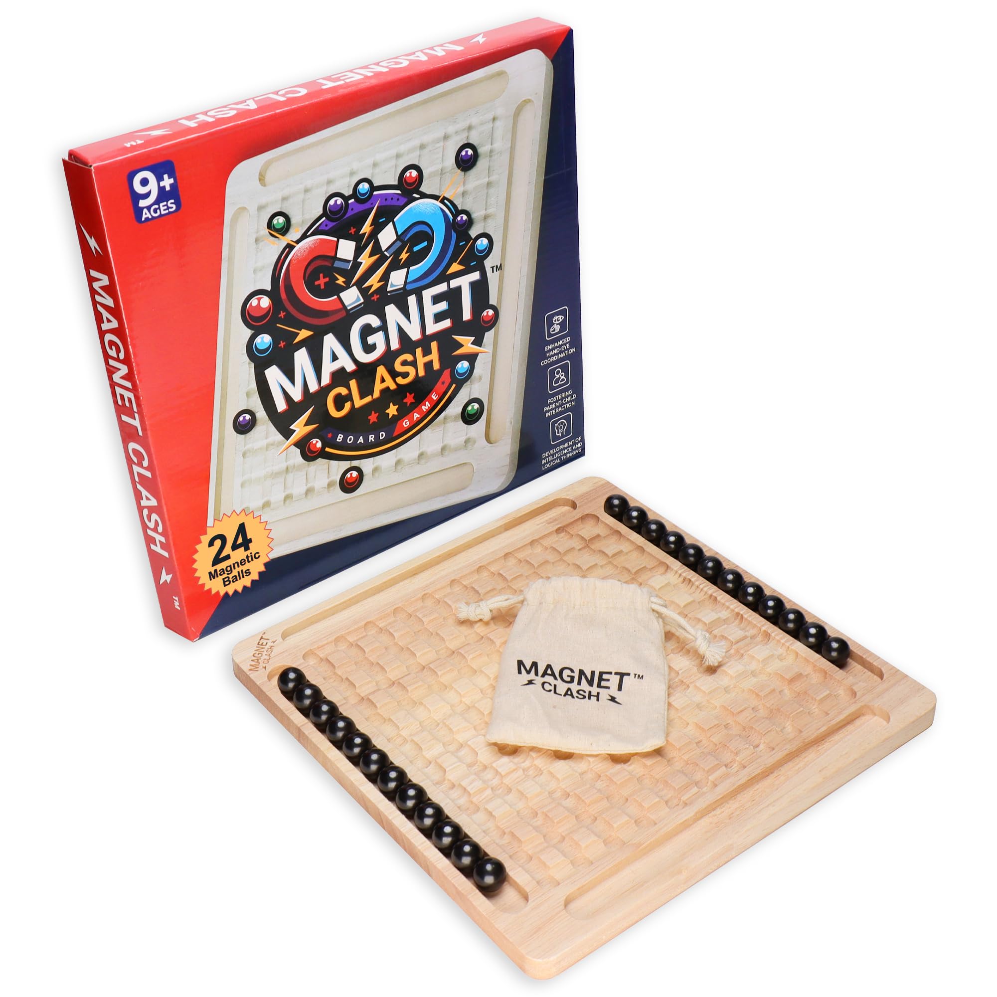 Magnetic Chess Board Game Set with 24 Stones - Educational Strategy & Puzzle Game for Families and Parties, Brain Teaser for Kids & Adults, Ideal Gift