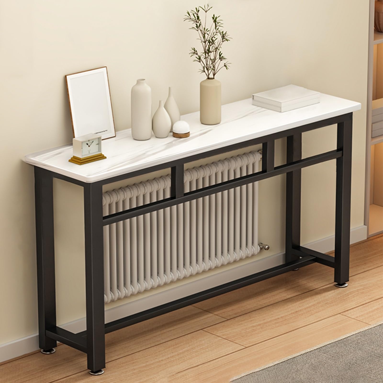 Cubierta de metal para radiador, mesa auxiliar decorativa para sala de estar, dormitorio y entrada, diseño elegante