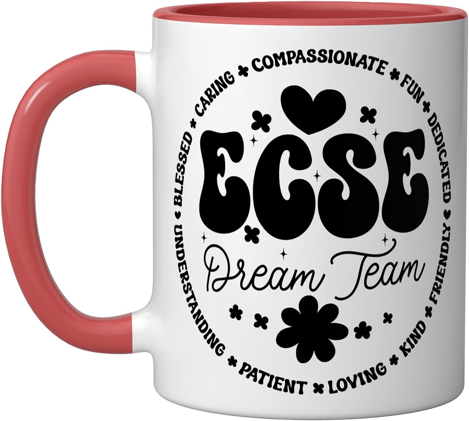 Early Childhood Special Education SPED ECSE Dream Team Ceramic Mug, Red/White, 15oz image 5