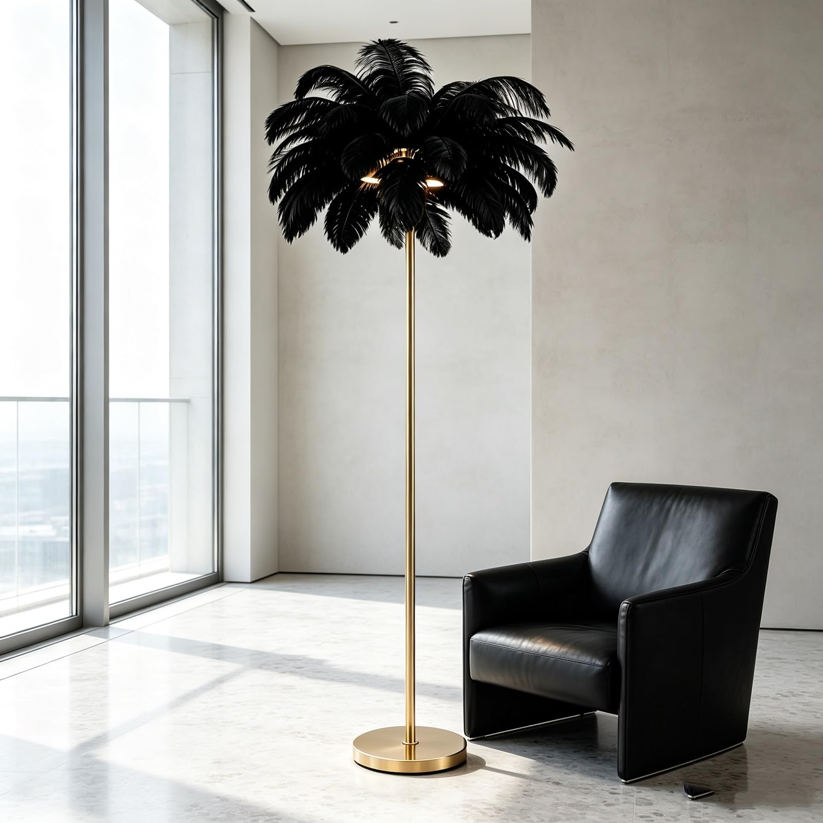 LCNDKF Elegant Feather Standing Floor Lamp