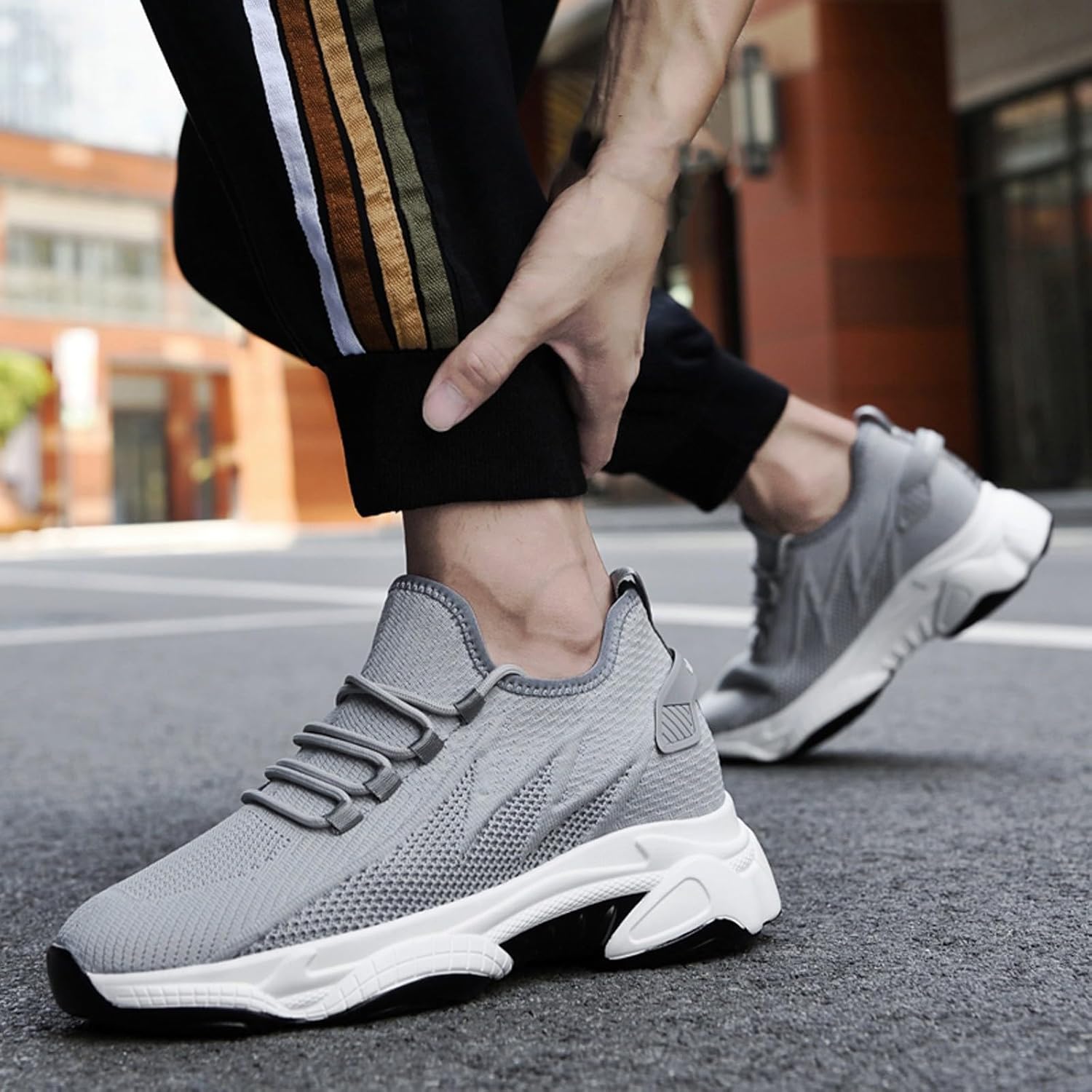 Tallure Sneakers Womens Mens 10Cm Invisible Height Increasing Elevator Shoes Slip On Arch Support Orthopedic Sneaker Mesh Breathable Cushioned Sole Walking Shoes Non-Slip Running Sneakers
