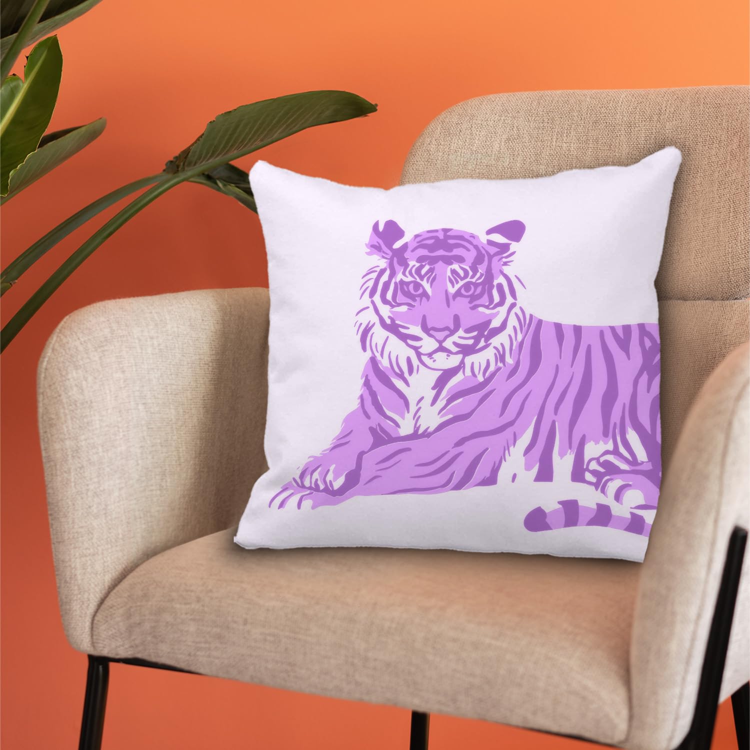 Pink Tiger Pattern Pillow Cover - 18x18 Inch Flannel Throw Pillow Case, Preppy Room Decor