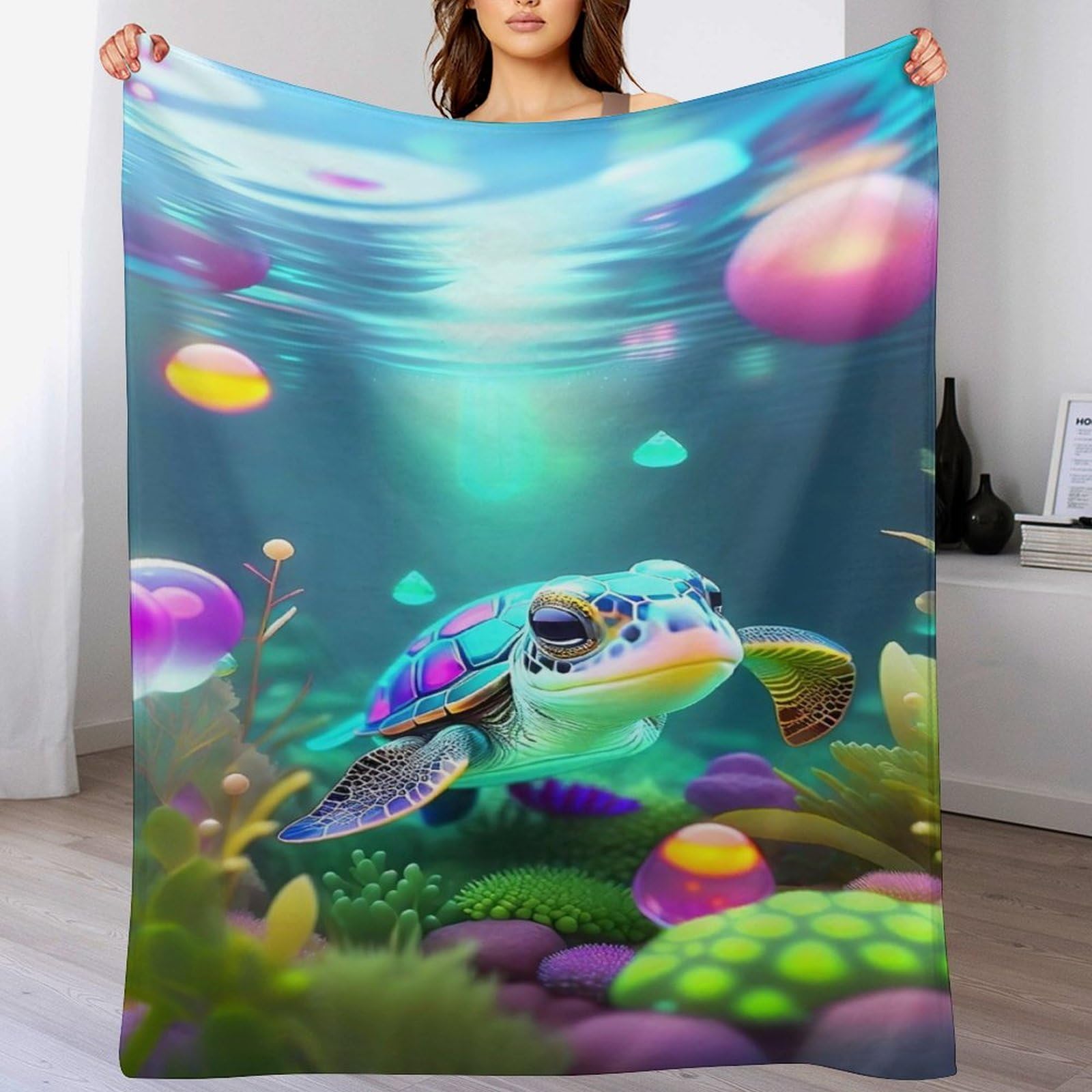 Couverture polaire tortue mignonne et douce pour réchauffer vos nuits fraîches dans la chambre