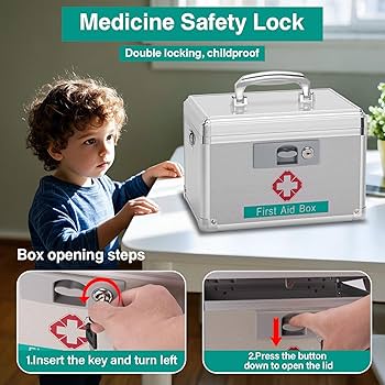 GODLONSEN Medicine Lock Box for Safe Medication - 15 x 8.7 x