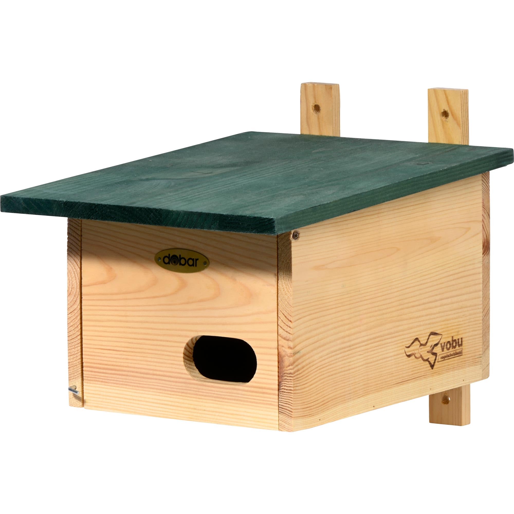 dobar VOBU Wooden Nesting Box for Swifters - Cave Nesting Box with Diameter 64 x 32 mm Entrance Hole - Green
