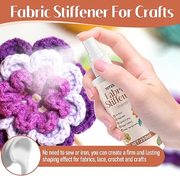 250ml Fabric Stiffener Spray, Lasting Effect & Washable, with Tools | Stiffen Quick Fabric Spray, Stiffening, Draping, and Shaping Fabrics , for Cotton, Canvas, Ribbon Hat, No Lumps