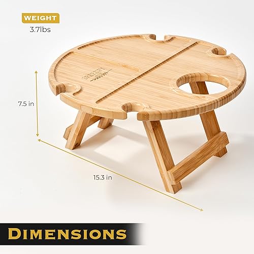 Miniatura 3 de Mesa de picnic plegable portátil para vino con bolsa de transporte, regalos inteligentes para mujeres, accesorios de picnic al aire libre,