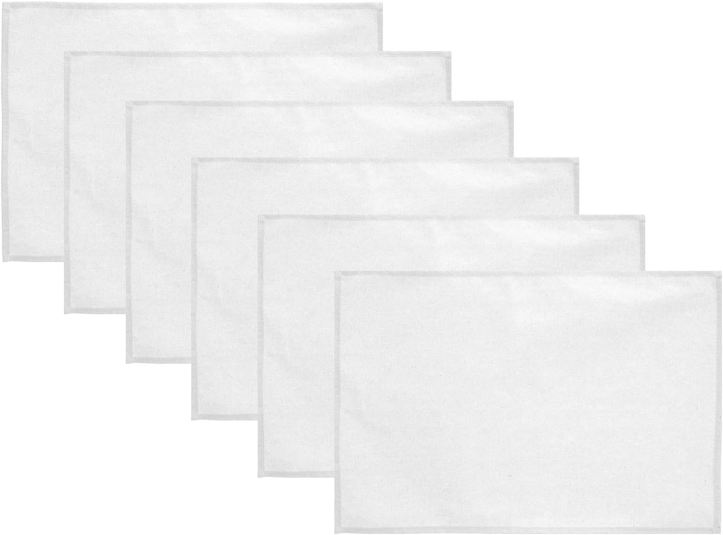 Lify Cotton Canvas Placemats - DIY Table Mats Heat-Resistant Non-Slip Insulation Table Runner for Kitchen Dining Room Table Decoration- Set of 6 (White)