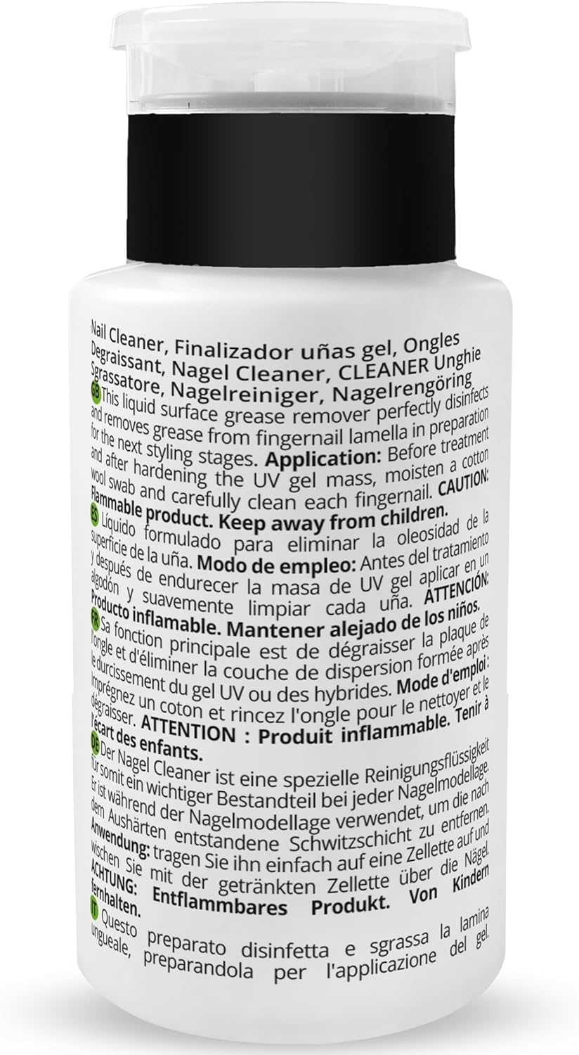 LaRosa Nail CLEANER 190 ml - wygodna butelka z pompką, płyn do odtłuszczania paznokci, hybryda, żel, akryl