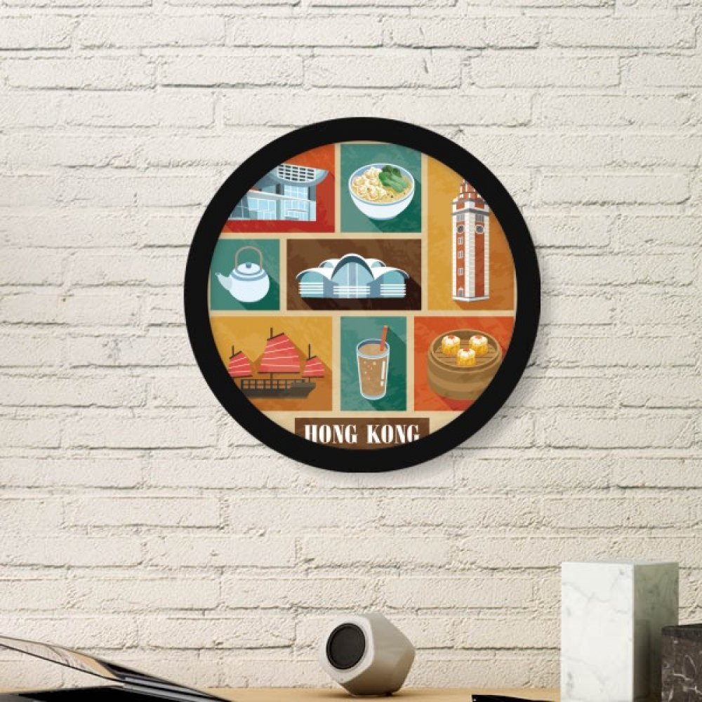 Reproduction image Hong Kong food avec grand cadre noir pour decoration murale salon cuisine
