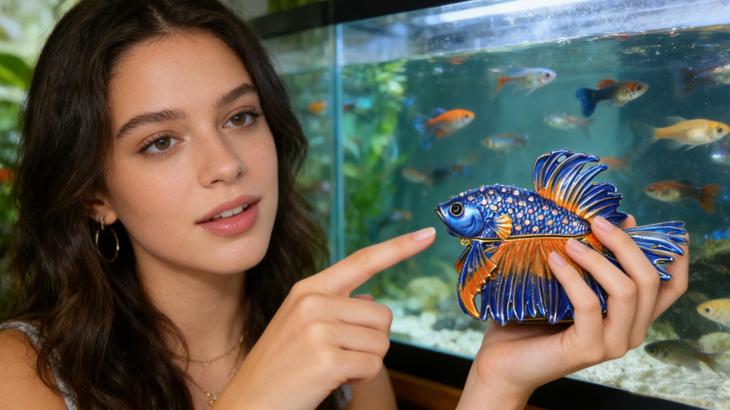 betta fish jewelry box MIXDOM Crowntail Beta Trinket Box Hand Painted Decorative Box with Hinged Lid Ring Earring Holder Fish Figurine Collectible : Awesome way to beautifully Color:Big Sexy - Gold & Nickel Blades Abu Ambassaduer 5000C Bait Sprinter Van