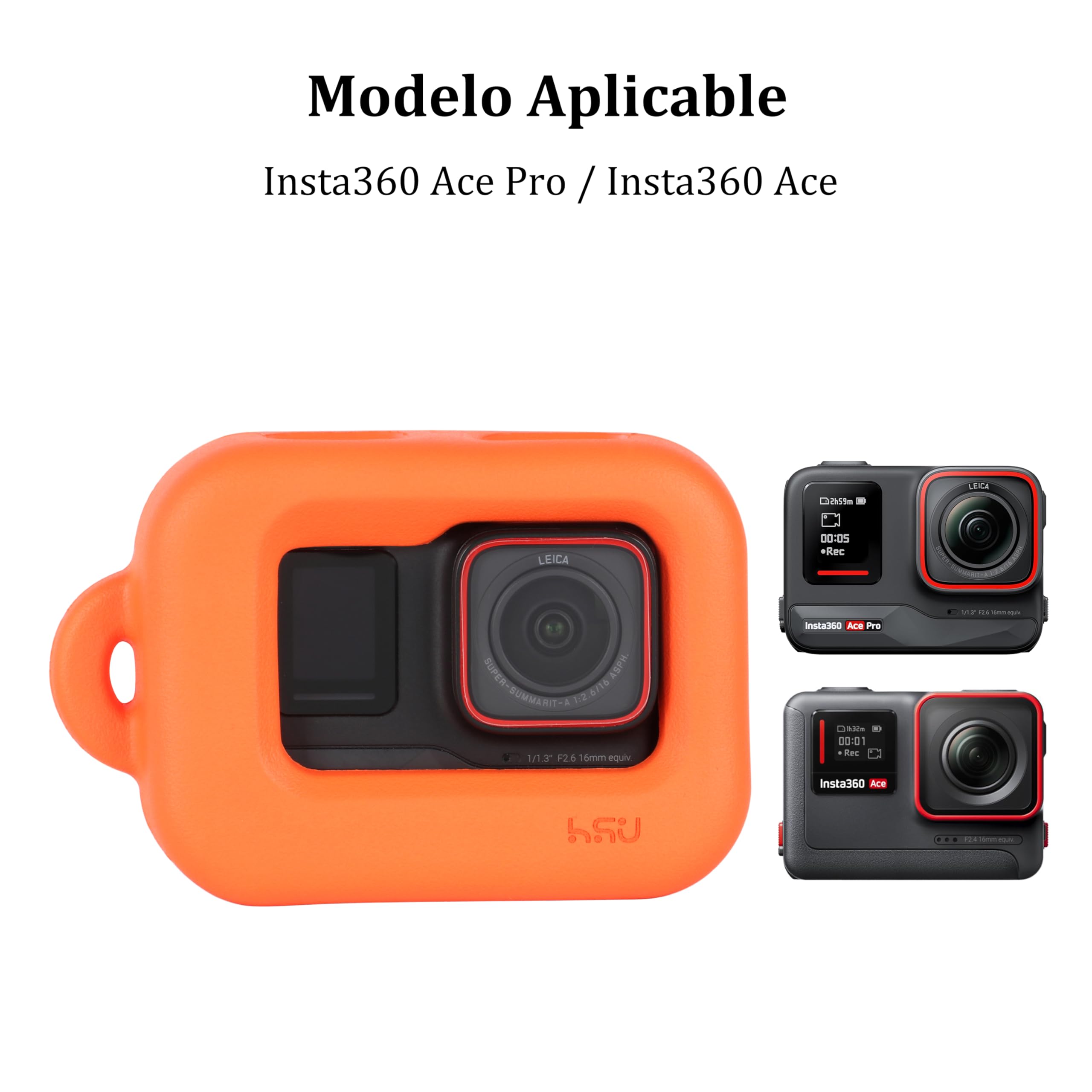 HSU Funda Flotante para Insta360 Ace, Accesorio Carcasa Flotante para Insta360 Ace Pro, para Deportes Acuáticos Surf Natación Buceo (Naranja)