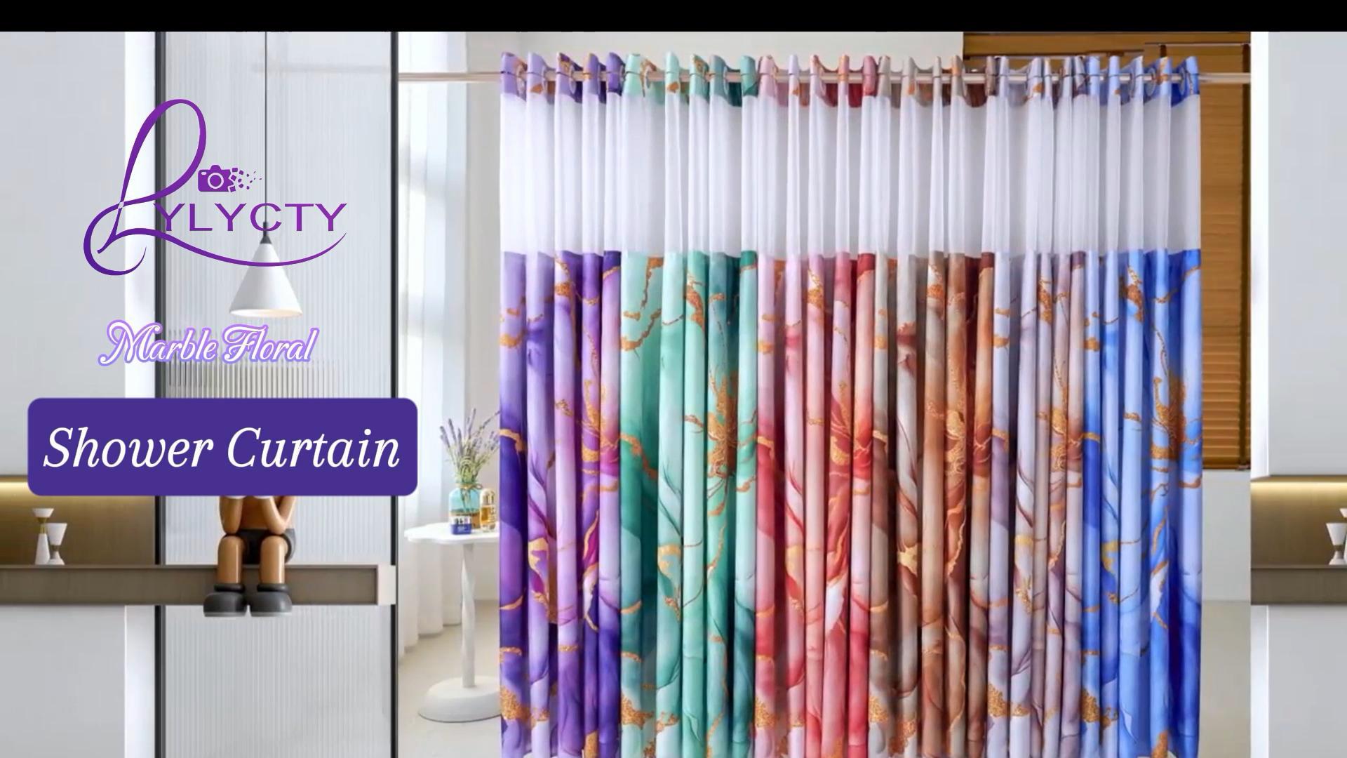 TERSUM No Hook Shower Curtain With Snap In Liner