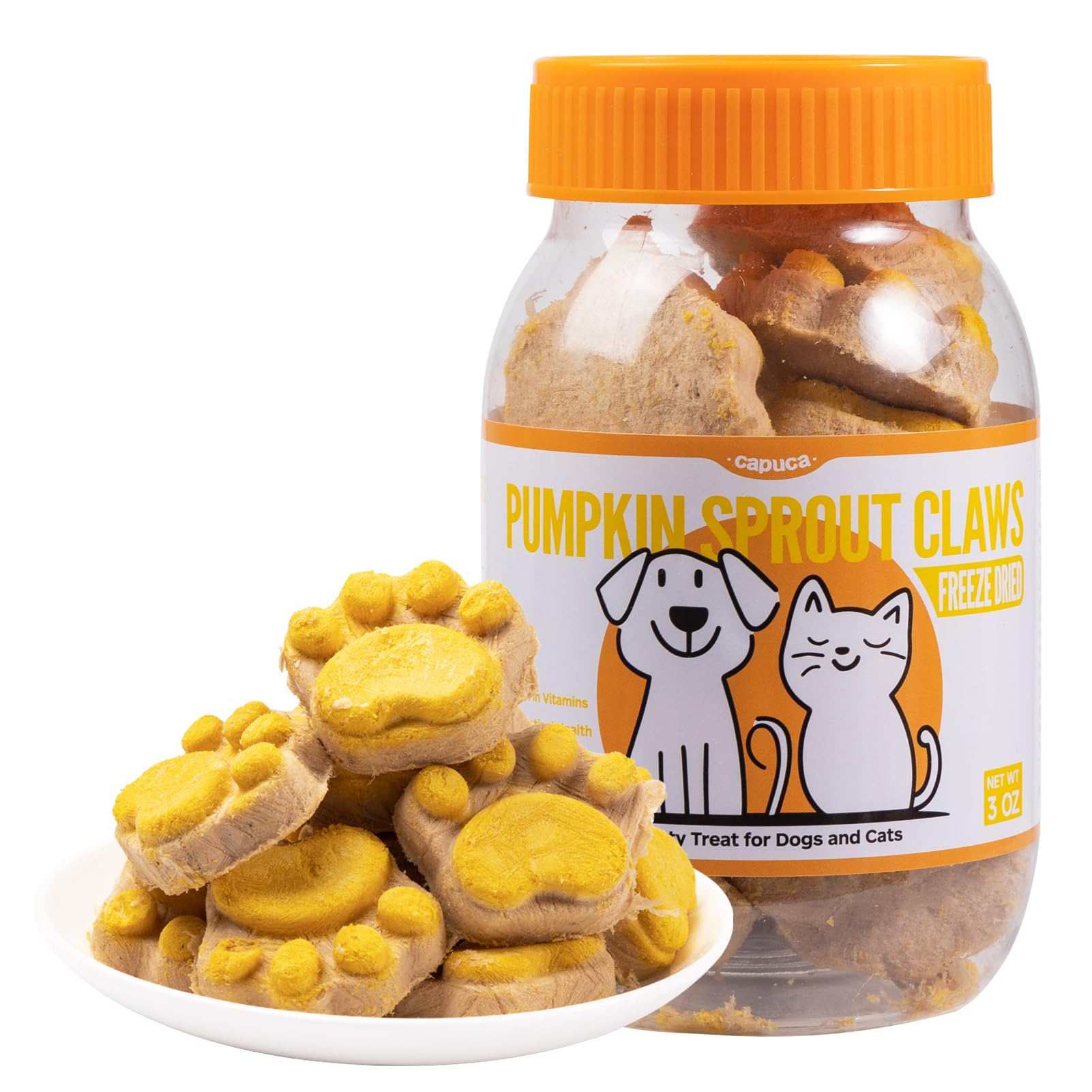 Freeze Dried Cat & Dog Treats with Pumpkin - Natural Chicken, Salmon, Beef Liver & Fish Oil for Digestion Gut Health (14 pcs)