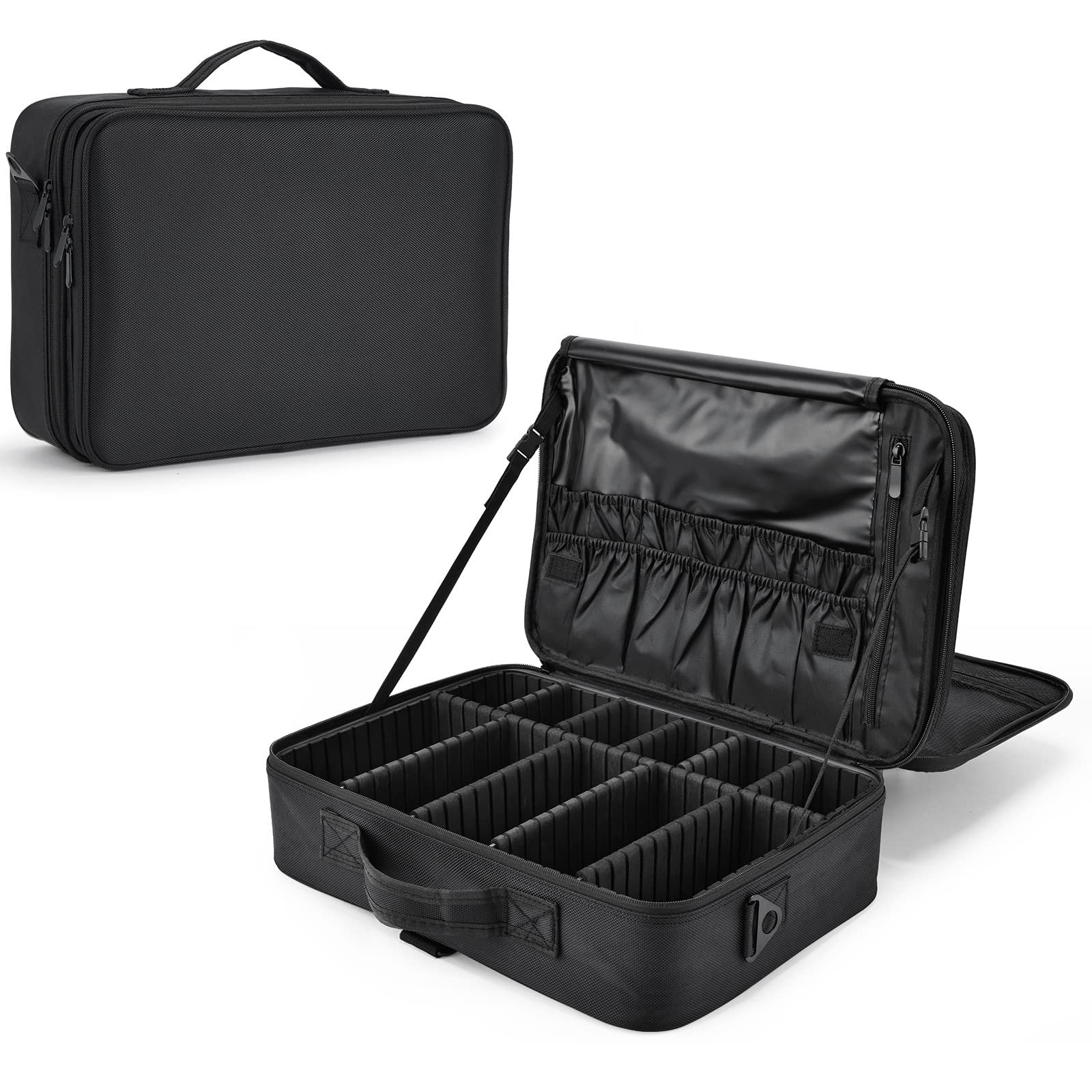 Tayqwiheva Groß Kosmetiktasche für Schminkkoffer Schwarz