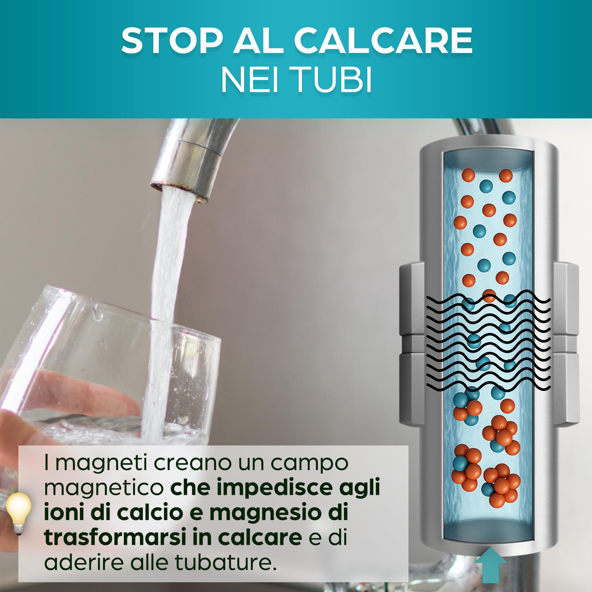 ORINKO® Magnetizzatore anticalcare - Trattamento Acqua Durezza Magnetico Eco-Friendly per Protezione Caldaia, Rubinetti e Lavatrice - Senza Sali e Senza Elettricità - Alternativa Naturale alla Resina