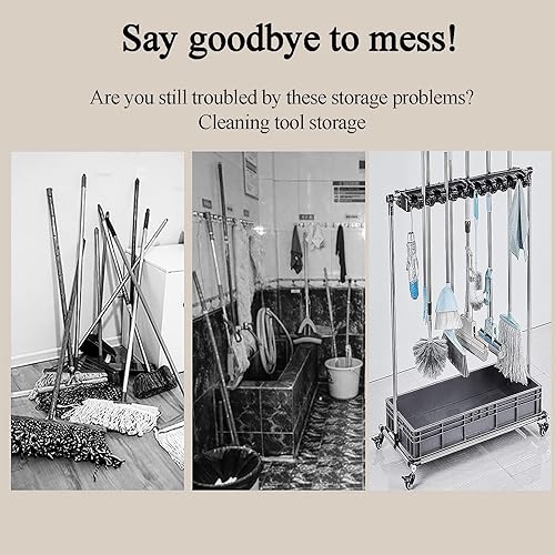 Miniatura 2 de Floor Standing Cleaning Tool Cart,Broom and Mop Holder Floor Standing Mop Broom Holder - Movable Utility Cleaning Tool Cart with sal Wheels