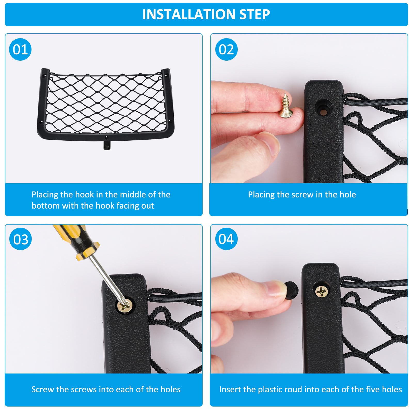 Rete Portaoggetti Bagagliaio 3 Tasche - Organizzatore Auto Universale, 150x40cm, Nero - Foto 7