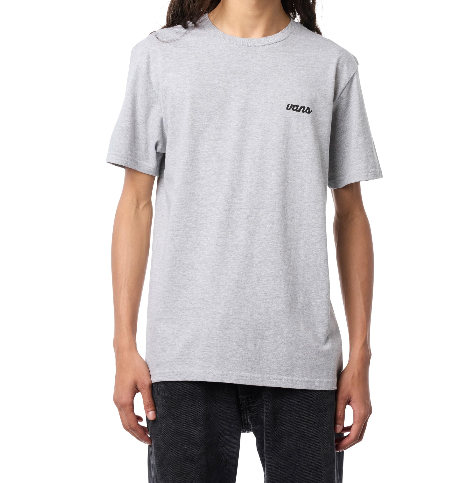 Vans Men's Scripted SS Tee, Athletic Heather and Black, M
