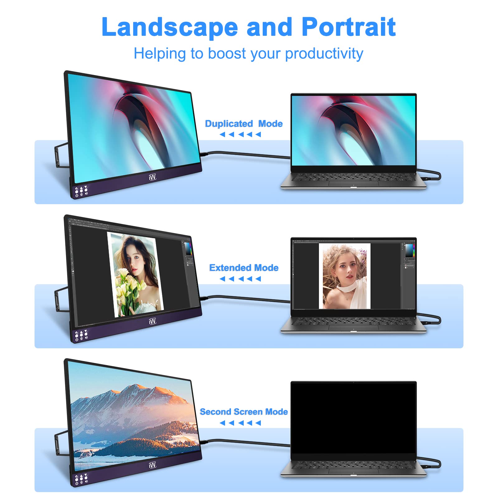 Portable Monitor - IVV 13.3 inch 4K USB-C Laptop Monitor HDMI