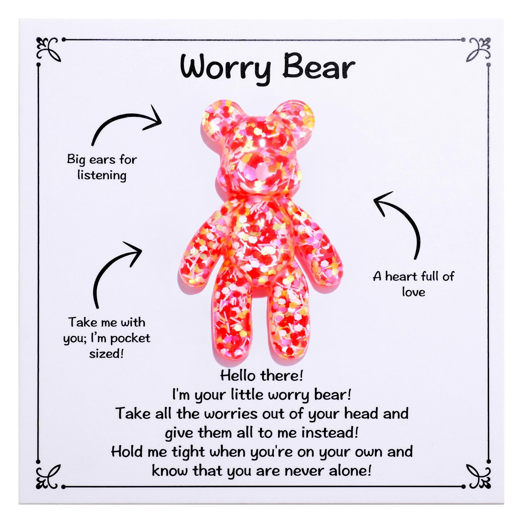 Pocket Bear Hug - Anxiety &amp; Stress Relief Gift, Autism Fidget, Comforting Back to School Gift for Son, Daughter - Red