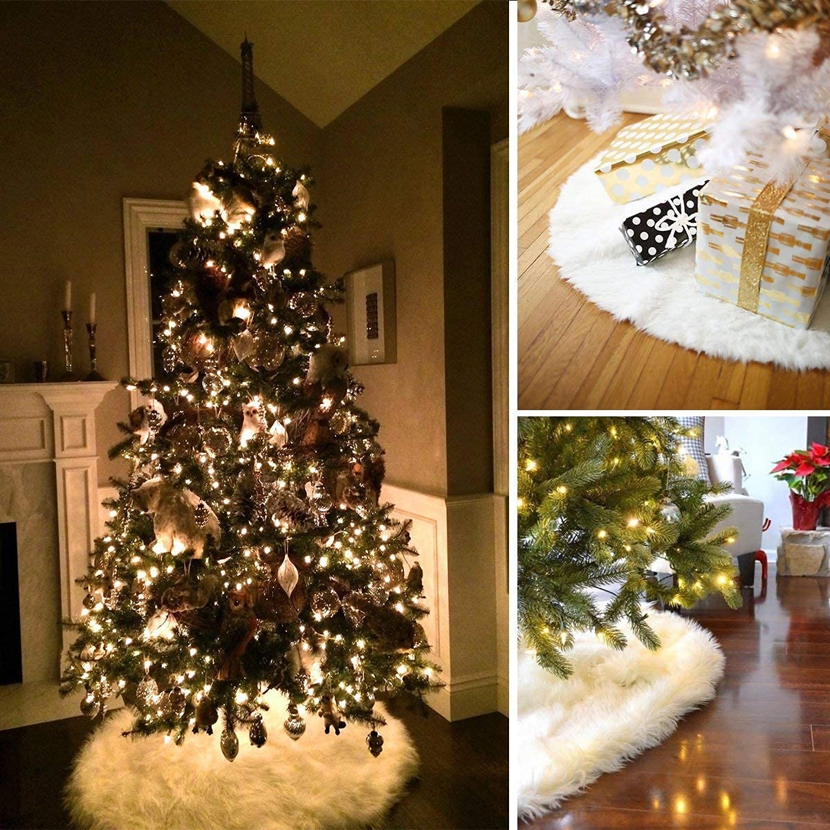 Gonna Per Albero Di Natale In Morbida Pelliccia Bianca – Diametro 90 Cm, Copribase Elegante Con Velcro Invisibile, Perfetta Per Regali E Decorazione Natalizia - 4