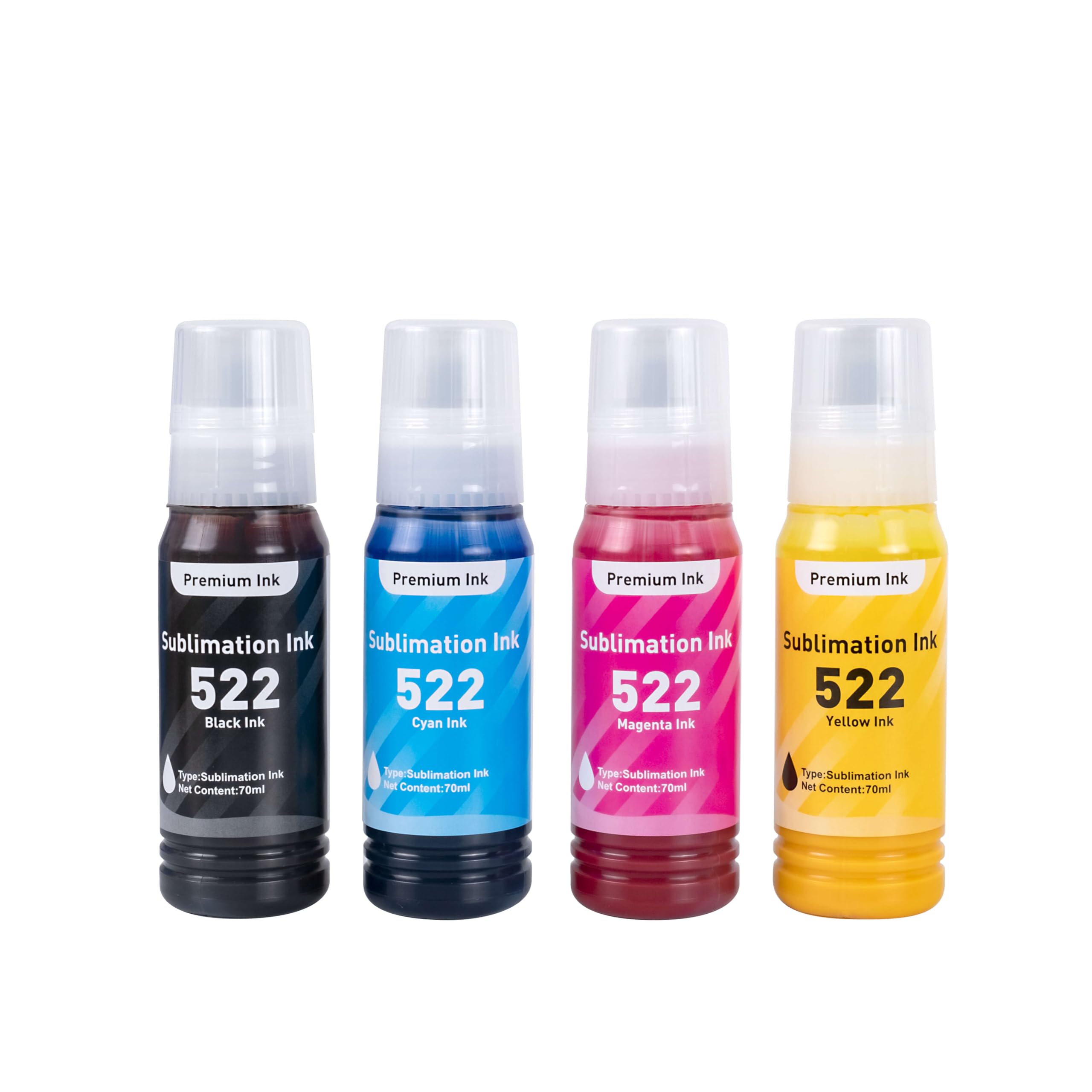 522 Sublimation Ink for Epson ET-1110, ET-1810, ET-2400, ET-2710, ET-2720, ET-2800, ET-2803, ET-2810, ET-4810 with No Mess Nozzle - Ideal for Mugs, T-Shirts, Pillows, Phone Cases (CMYK)