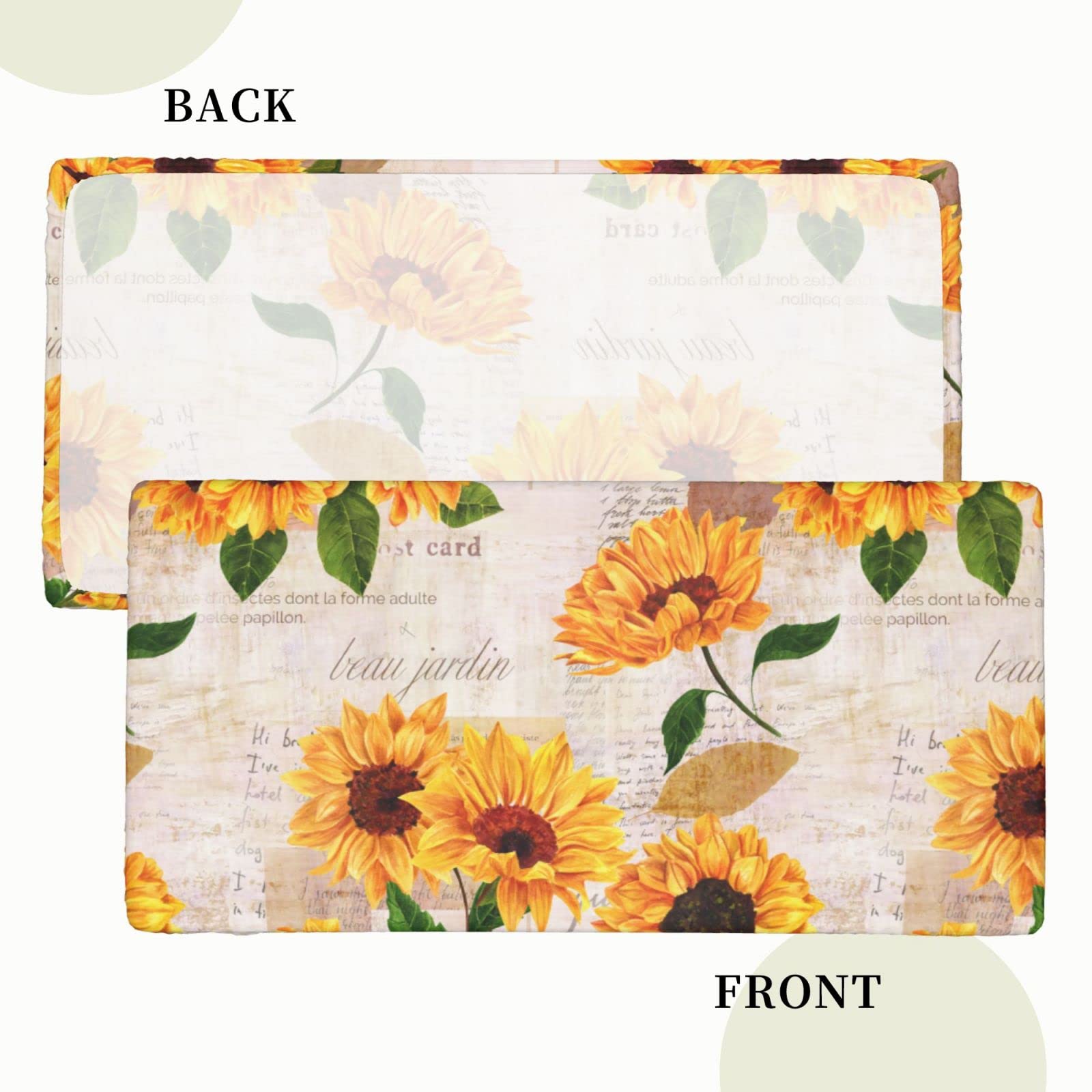 DFRGYUR Sunflower Texture Background Rectangle Fitted Elastic...