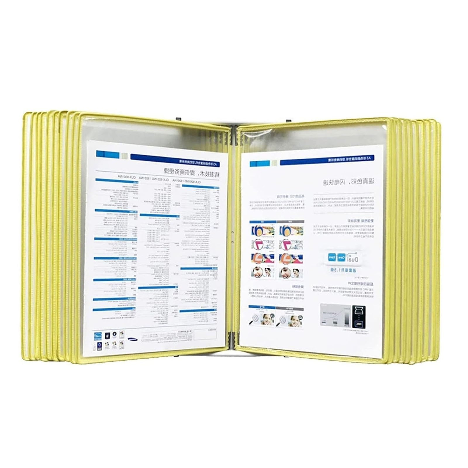 IUokLU Folder, Wall Mount Reference Organizer, 20 Display Pockets, Letter-Size, Metal Catalog Display Rack, for Office/Home Display and Storage A4 Documents (Yellow)