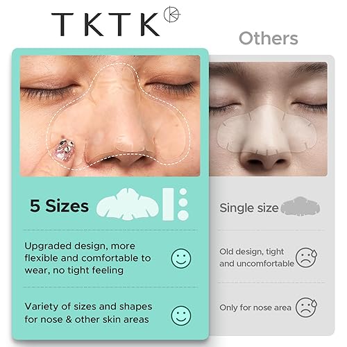 Miniatura 5 de TKTK Parches hidrocoloides nasales, tiras de poros de nariz XL de 3.583 x 1.890 in, parches hidrocoloides grandes para acné para cara, cubren