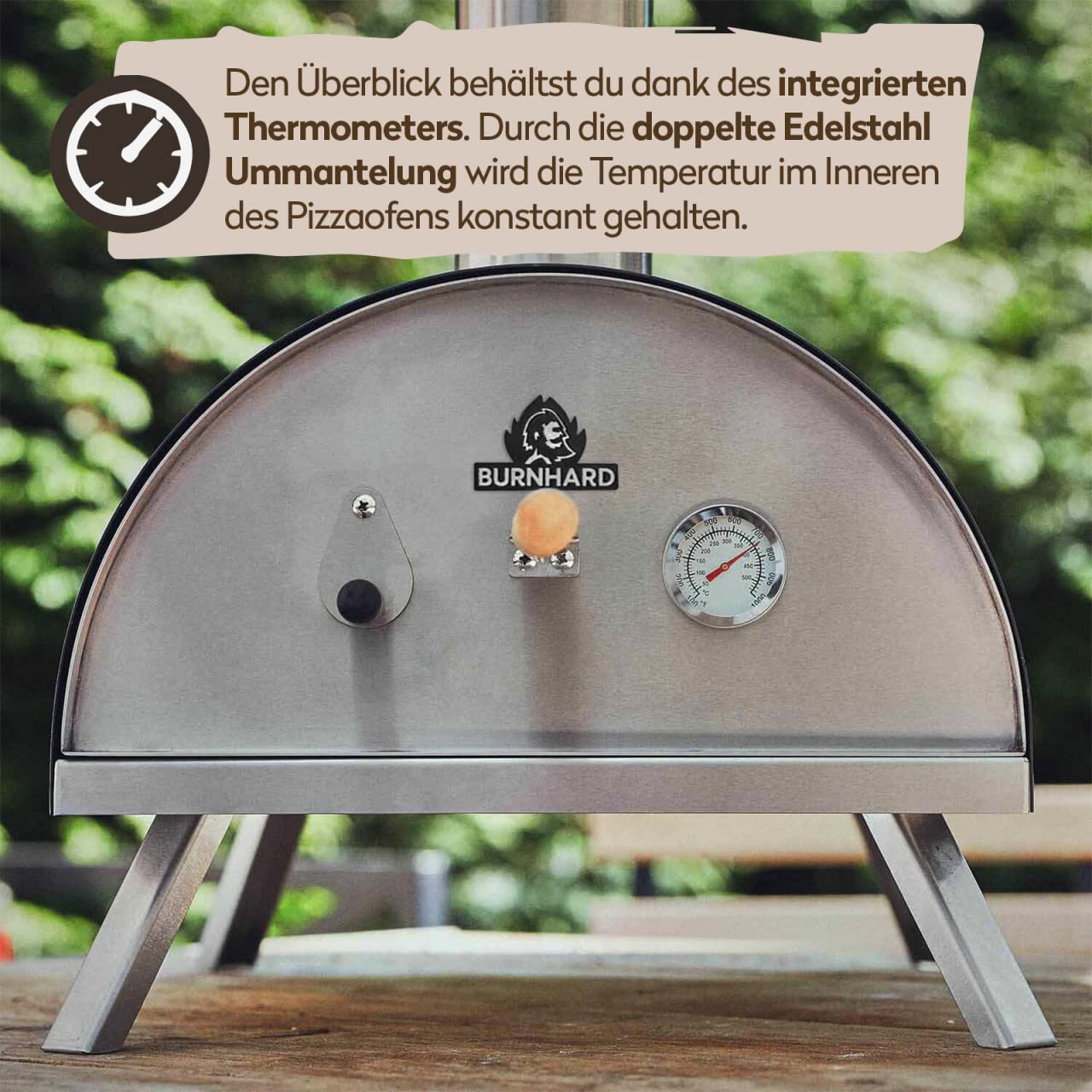 Buy BURNHARD Nero Stainless Steel Outdoor Pizza Oven incl. Pizza