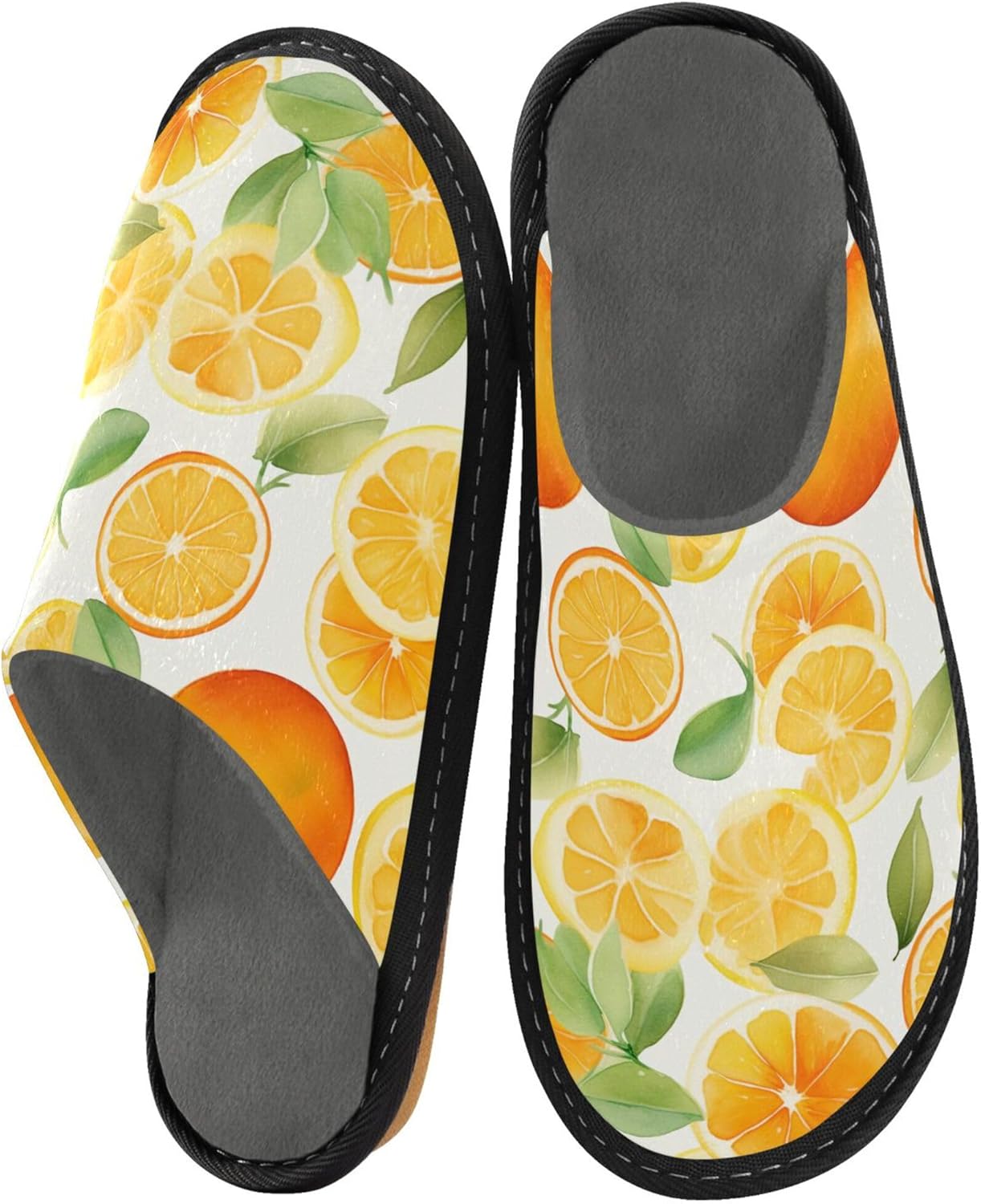 Orange Fruit House Slippers – Cozy Fuzzy Slippers for Guests, Washable & Disposable, Perfect for Shoeless Home, Spa & Hotel Use A112905