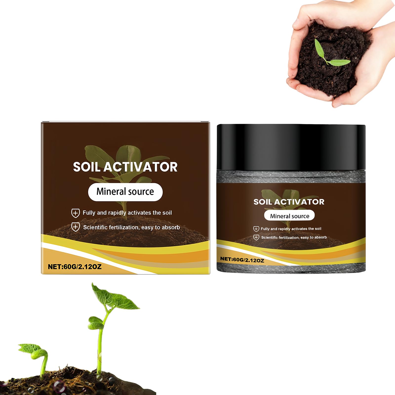 Organic Soil Activator and Plant Fertiliser, Water Soluble Formula for Raised Beds, Potting Mix, Lawns and Houseplants, Promotes Root Growth and Prevents Soil Compaction(60g/120g) (60g*1)