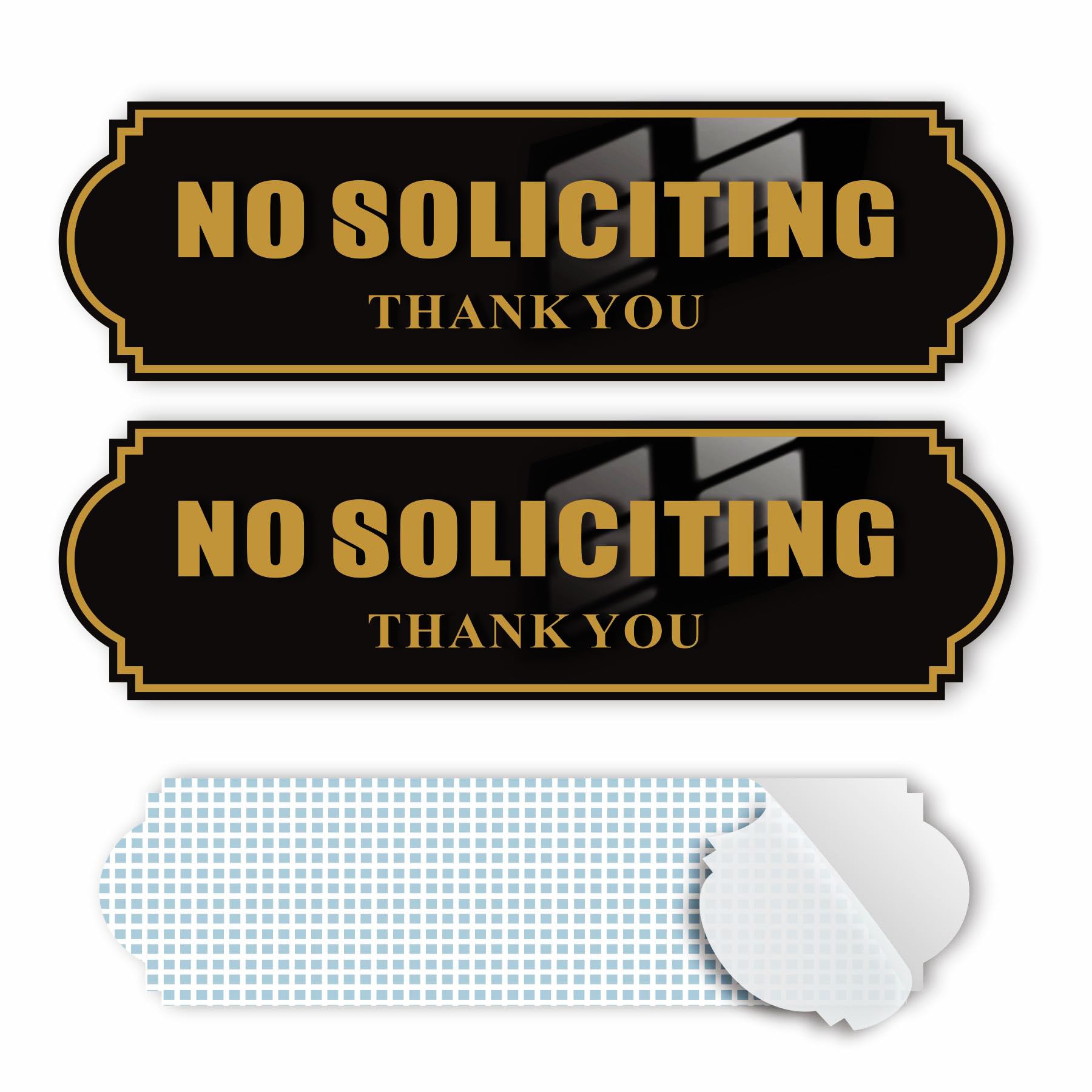 MEIWU Premium No Soliciting Sign for House - Acrylic Adhesive, Weatherproof, and Durable, 8.2 x 2.5-inch for Front Door, Window, and Mailbox (1 Pack
